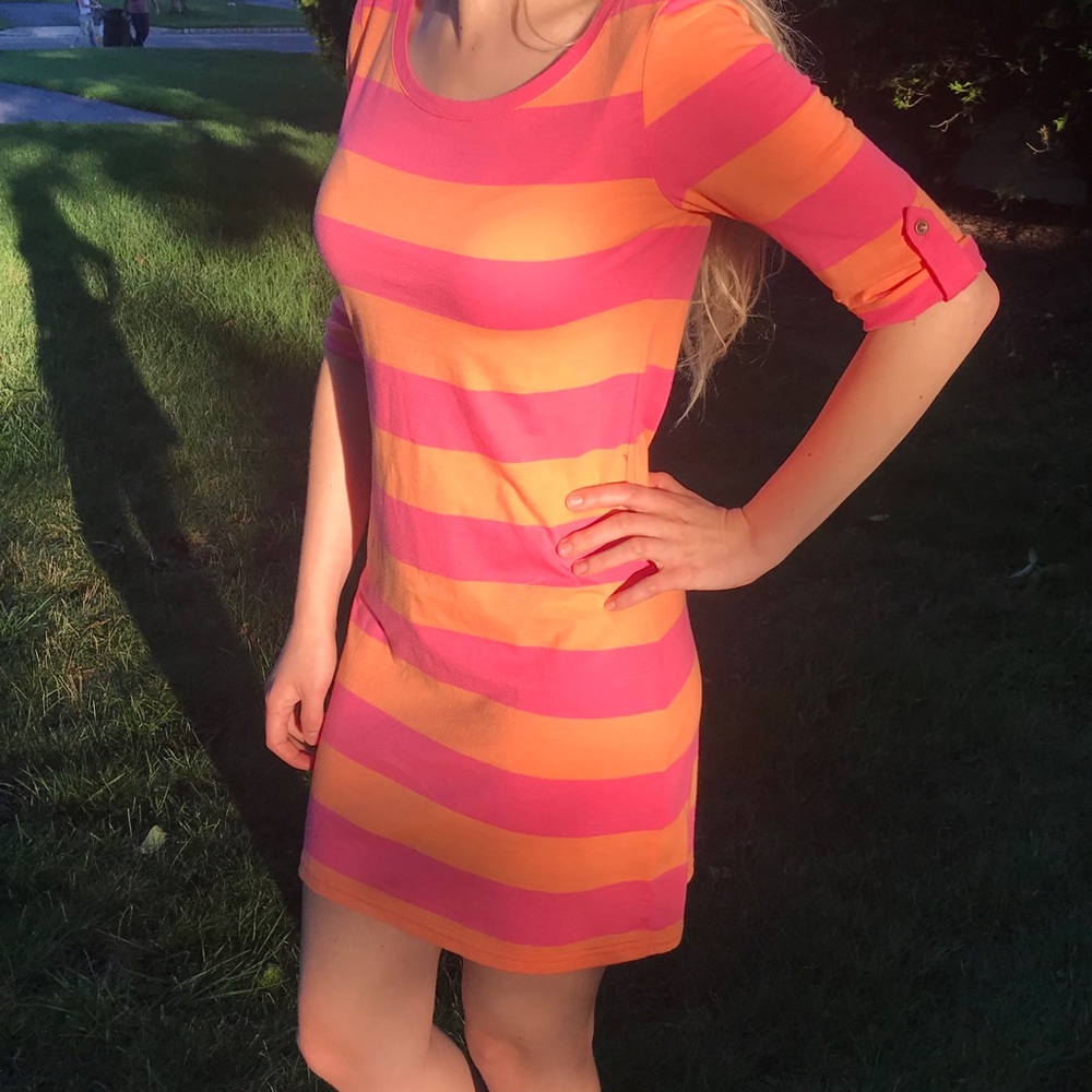 3 for $10!! Striped quarter length sleeve dress